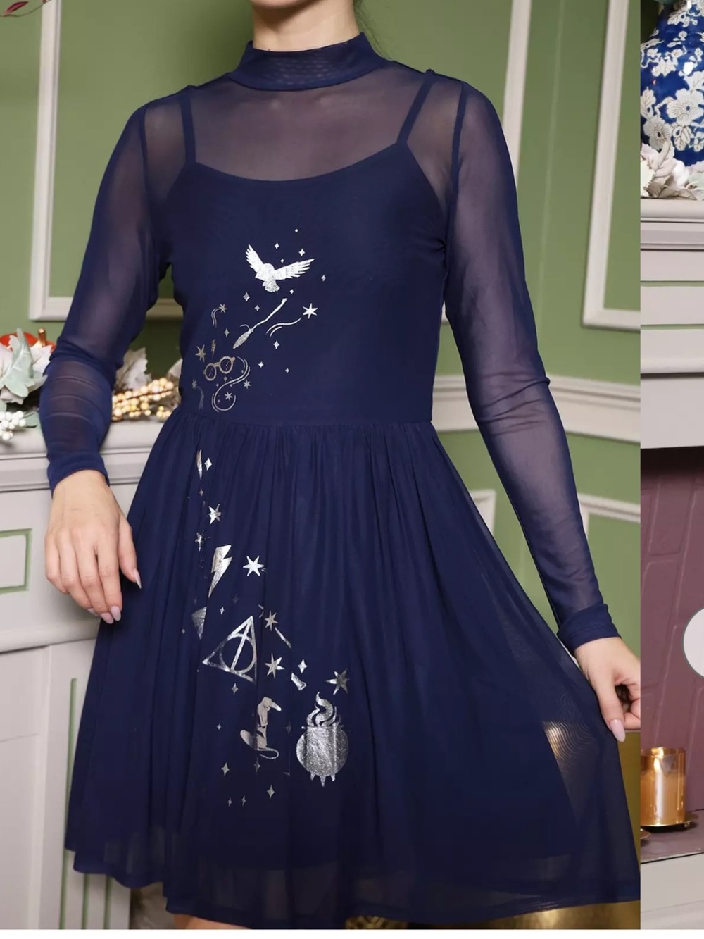 Harry Potter Icons Mesh Long-Sleeve Dress